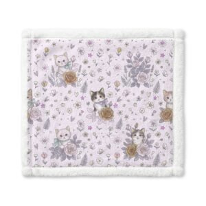 Baby Lovey Blanket — Floral Kitten Minky Security Blanket for Newborns & Infant Gift