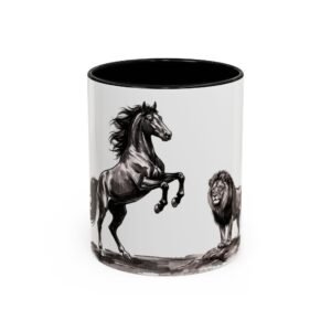 Wild Strength Coffee Mug — Horse & Lion Black Accent Ceramic Mug