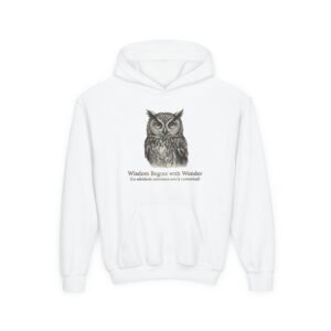 Youth Hoodie — "Sabiduría" Owl Wisdom Graphic Sweatshirt (Spanish + English)