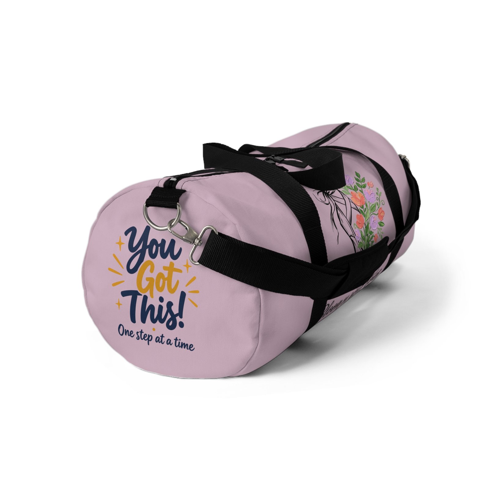 You’ve Got This Ballerina Duffel Bag, Blue Dance Bag with Flowers, One Step at a Time Gym Bag, Gift for Dancers