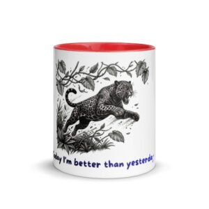 Leaping Jaguar Mug | “Today I’m Better Than Yesterday” Motivational Mug
